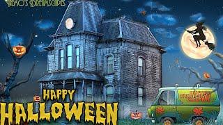  Scooby-Doo Halloween in Addams Family House - oldies playing in another room (wind, owls, wolves)