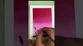 Create beautiful scenes using acrylic Ombré background and silhouette #silhouttepainting #soothing