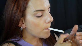 ASMR Close-up Practicing French & Snap Inhales, Relaxed Smoking