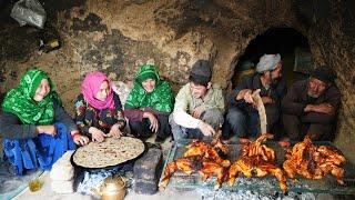 Old lovers Full Grilled Chicken Recipe Inside a 2000 Years Old Cave | Village life of Afghanistan