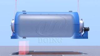 3D installation tutorial video of Doing waste tyre plastic pyrolysis plant