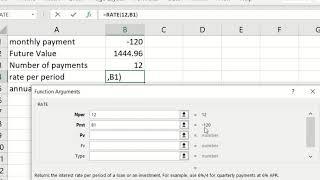 Annuity: finding the interest rate using Excel
