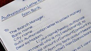 Authorization Letter to Claim the Money in Bank | Handwriting