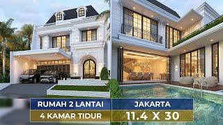 ANGGUN BANGET!! DESAIN RUMAH CLASSIC DI JAKARTA DENGAN 4 KAMAR TIDUR & SWIMMING POOL! - JASA DESAIN