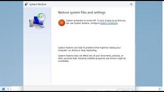 System Protection is Turned off, Create System Restore Point, Configure System Protection Windows 11