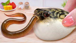 Japanese Master Food Recipe ️ How To Cook Yummy Puffer Fish in Miniature Kitchen Tina Mini Cooking