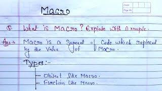 Macro in C programming in hindi | What is macro and it's types explain with example program in C