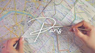 100 Year Old Map of Paris - Tracing Train Stations and Metro Lines | ASMR