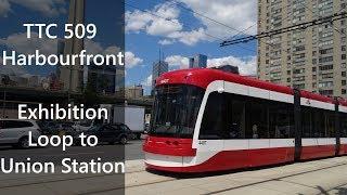 Ride on TTC 509 Harbourfront Streetcar Exhibition Loop to Union in 2 Minutes (Timelapse)