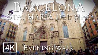 Barcelona Walking Tour 2021: Basílica Santa Maria del Mar, esplanades open ASMR 4K 60fps