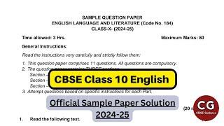 CBSE Class 10 English Official Sample Paper 2024-25 | Full Solution & Top Tips!