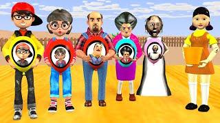 Scary Teacher 3D vs Squid Game: Hero Mask Ball Challenge! Fast Hand Throwing Game | 5 Rounds