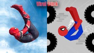 Best Falls | Real Spiderman vs Stickman | Stickman Dismounting Highlight and Funny Moments #173