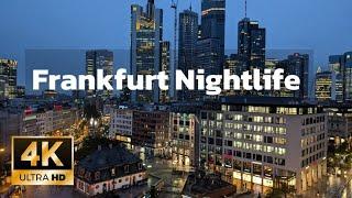 Frankfurt Nightlife, Germany Walk Tour, 4K