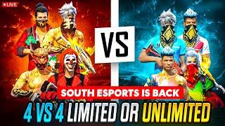 TELUGU FREE FIRE LIVE 4 VS 4 UNLIMITED ROOMS SOUTH ESPORTS VS ANY TEAM 