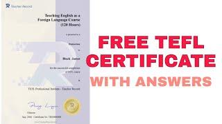 FREE TEFL CERTIFICATE 2021 WITH ANSWER!