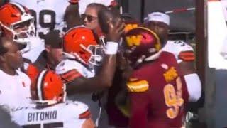 Deshaun Watson *HEATED* puts Football on players Head after LATE HIT  | Browns vs Commanders