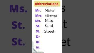 Common abbreviations  in English  #abbreviation