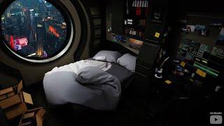 ASMR Cyberpunk Future City Hacker Room Sound Ambience 7 Hours 4K - Sleep Relax Focus Chill Dream