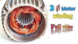 3 phase motor winding|2 hp 24 slot 3 phase motor winding and connection with diagram|Motor winding