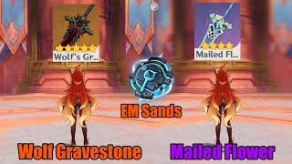 Mavuika R1 Wolf's Gravestone Vs R5 Mailed Flower (EM Sands) || Genshin Impact