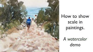 How to show scale in paintings | watercolor Demo