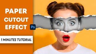 Paper Cutout Effect | Adobe Photoshop Tutorial | 1 Minutes Tutorial Video