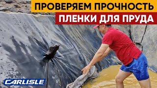 Тестируем пленку для пруда на прочность. EPDM мембрана CARLISLE, США.