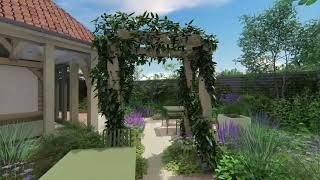 Modern Oak Framed House Garden Design Visualisation