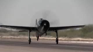 Navy F8F Bearcat Takeoff and Fly-by