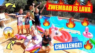 HET ZWEMBAD IS LAVA - CHALLENGE!!! [In Ons Vakantie Zwembad] DeZoeteZusjes