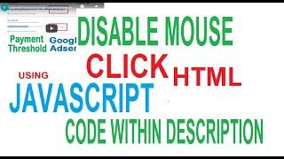 Disable Mouse Right Click HTML using JAVASCRIPT
