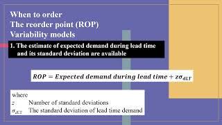 Inventory management: Reorder point (ROP)