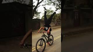 Headstand to switch back bar ride mtb trick!