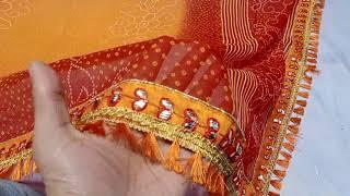 jaipuri print saree with new lace |for order -9045772254 #jaipurisaree #Bandhanisaree