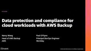 AWS re:Invent 2020: Data protection and compliance for cloud workloads with AWS Backup