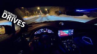 Ice swimming + Panamera 4S E-Hybrid night POV drive with ambient lighting [4K]