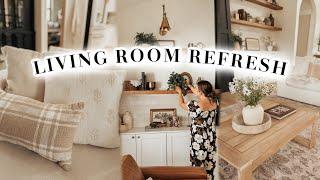 LIVING ROOM REFRESH | neutral cozy living room decorating ideas!