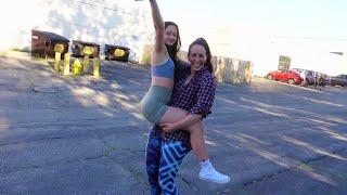 Tall Girl Lifts Little Girl |  LIZZY lifts Allise ( My Starbucks Girl  )