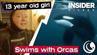 13 year old girl swims with Orcas