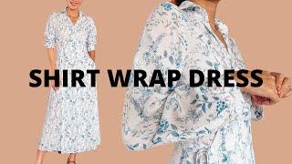 DIY Long sleeve shirt wrap dress | Clara dress pattern hack | Step by step sewing tutorial