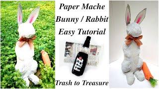 DIY Easter Bunny Rabbit Vintage Style / Paper Mache Tutorial / Trash to Treasure