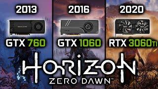 GTX 760 vs GTX 1060 vs RTX 3060Ti in Horizon Zero Dawn | GPU Benchmark - 2013 vs 2016 vs 2020
