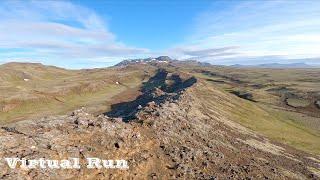 Virtual Trail Run | Mountain Ridge | Sköflungur Nesjavelli Iceland | 50 min Scenery Treadmill Run