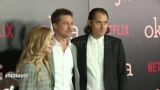 Brad Pitt, Jeremy Kleiner, Dede Gardner, Scott Stuber and Bong Joon Ho poses Okja  Premiere