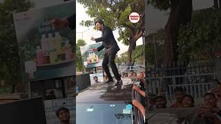 naveen polishetty mass dance on car roof at Prasad imax theatre ,Miss Shetty Mr Polishetty trailer