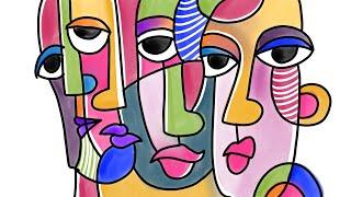 How to Draw portrait in famous Picasso painting style | Cubism art lesson | Cubist faces