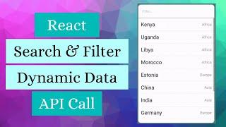 Search Filter in React with Dynamic Data | API Call with Filter/Search in React