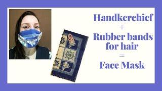 How to make a Face mask easily and quickly//A Face mask made of a handkerchief and elastic for hair