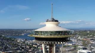 SPACE NEEDLE AERIAL DRONE FOOTAGE SEATTLE